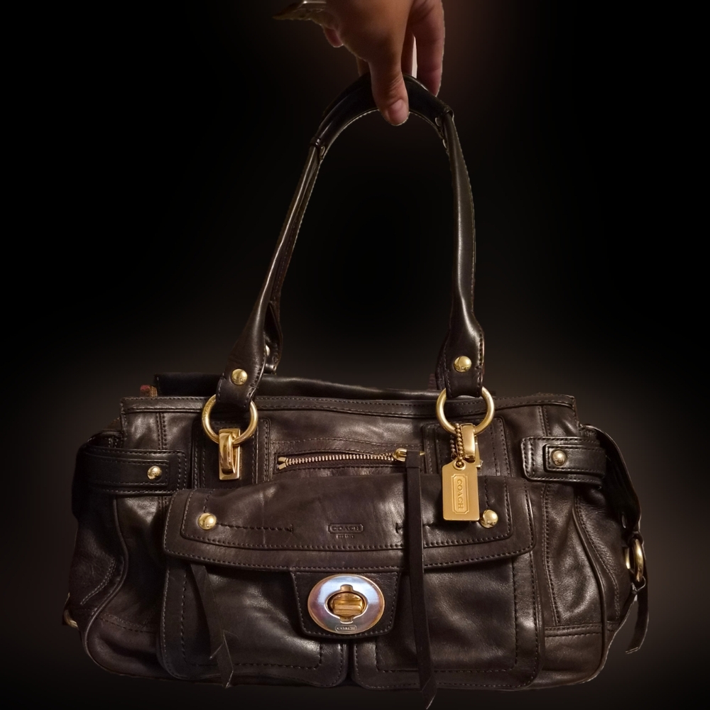 Coach 👜 Hamptons Lindsay Shopper (Large version) Espresso Brown FOR Hazmax777
